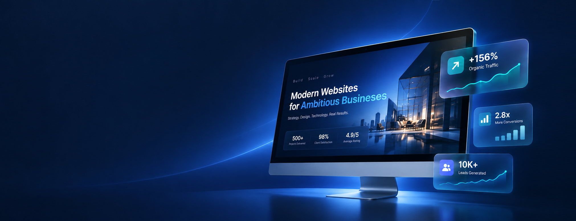 Contoh hero website modern yang dirancang Syntegra
